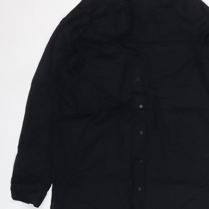 M&S Women Black Size 14 Sheer Viscose Long Sleeve Tunic Shirt