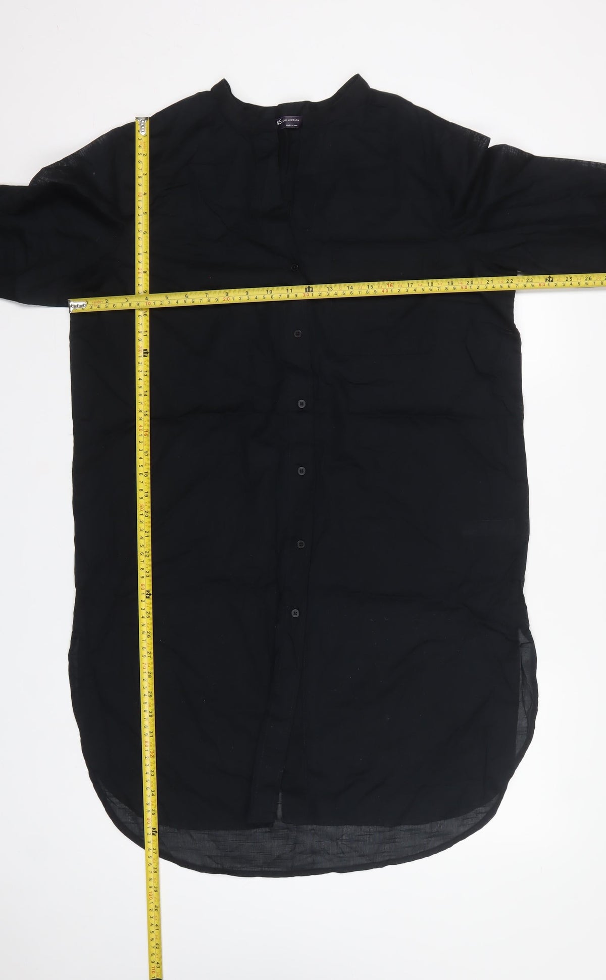 M&S Women Black Size 14 Sheer Viscose Long Sleeve Tunic Shirt