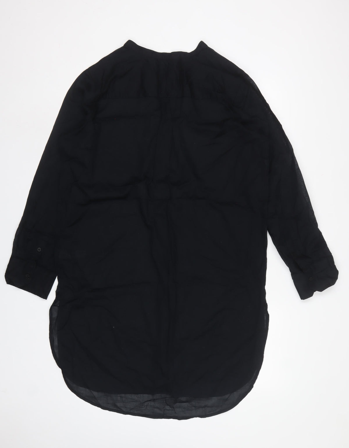 M&S Women Black Size 14 Sheer Viscose Long Sleeve Tunic Shirt