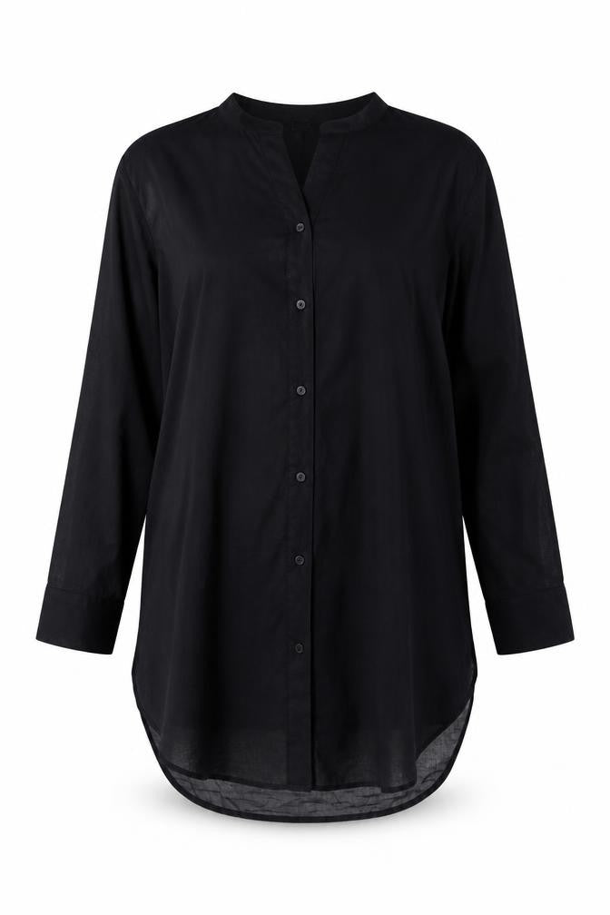 M&S Women Black Size 14 Sheer Viscose Long Sleeve Tunic Shirt
