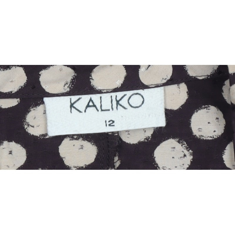 Kaliko Women’s Brown Polka Dot Wrap Button Blouse UK 12