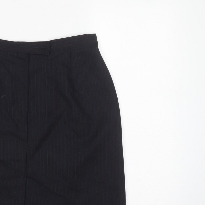 Next Women’s Black Pinstripe Wool Blend Pencil Skirt UK 12