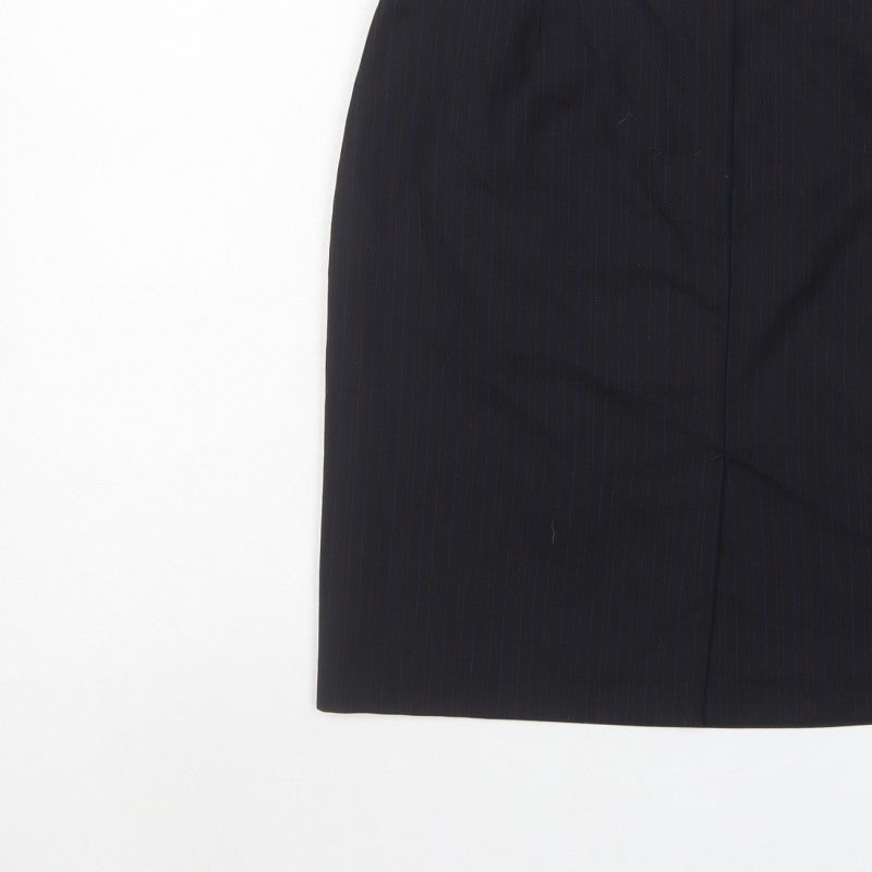 Next Women’s Black Pinstripe Wool Blend Pencil Skirt UK 12
