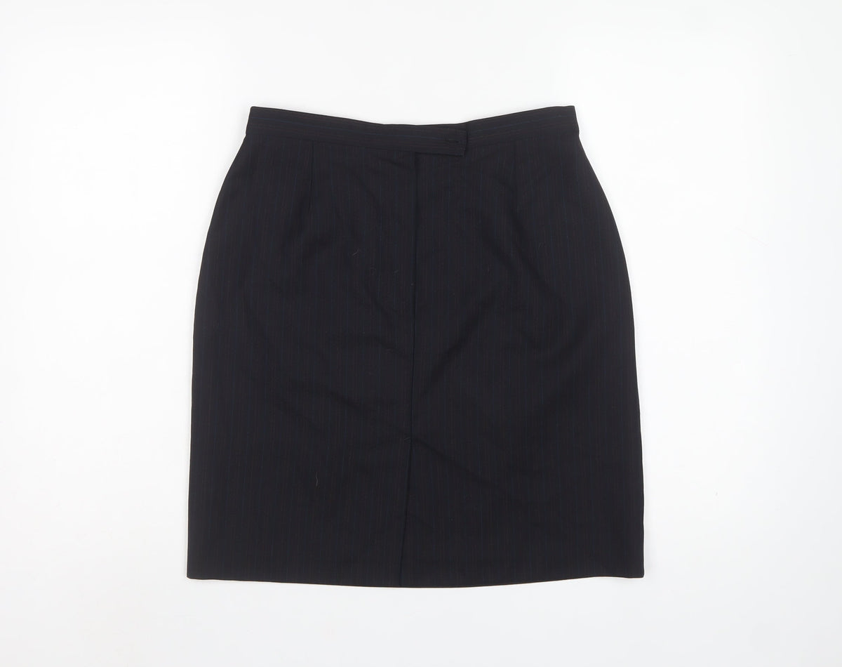 Next Women’s Black Pinstripe Wool Blend Pencil Skirt UK 12