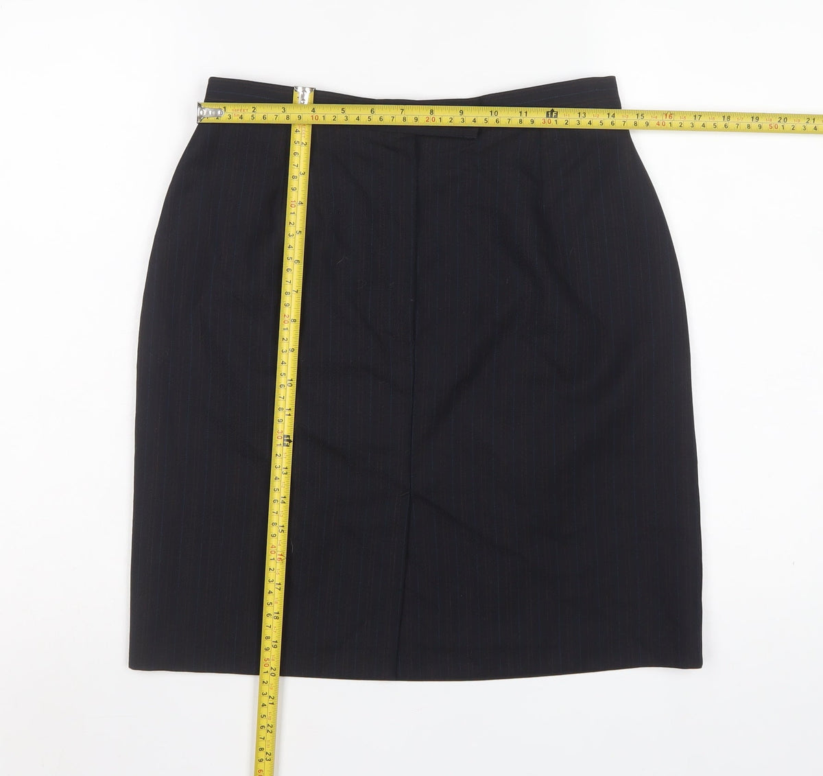 Next Women’s Black Pinstripe Wool Blend Pencil Skirt UK 12