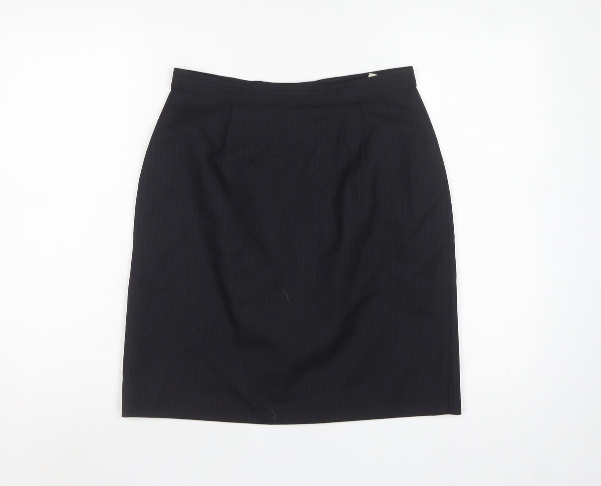 Next Women’s Black Pinstripe Wool Blend Pencil Skirt UK 12