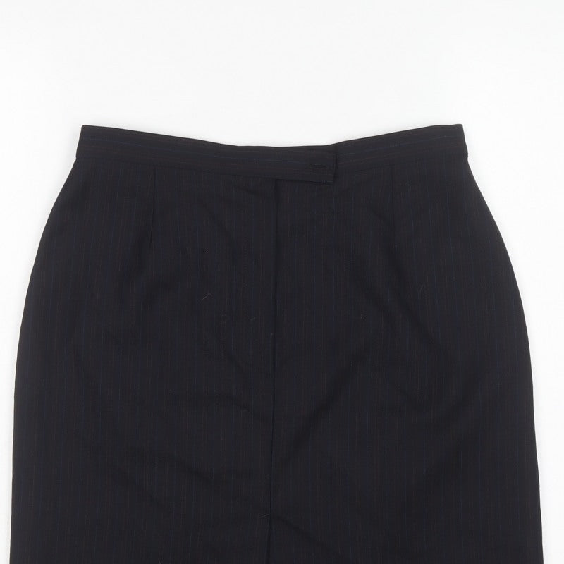 Next Women’s Black Pinstripe Wool Blend Pencil Skirt UK 12