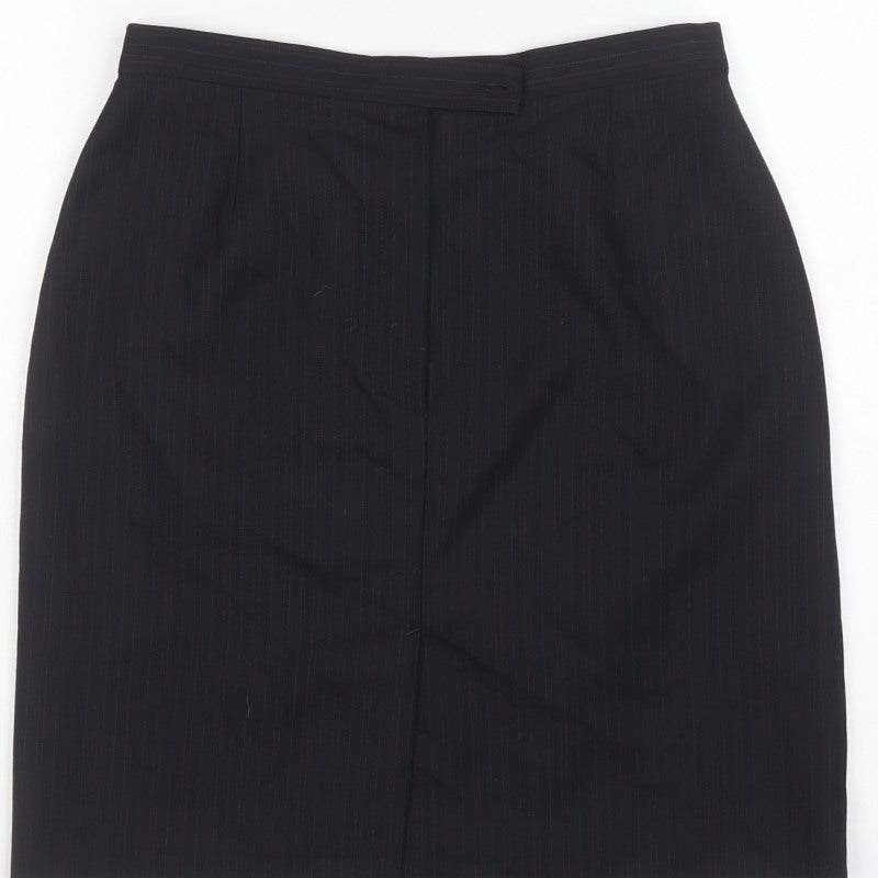 Next Women’s Black Pinstripe Wool Blend Pencil Skirt UK 12