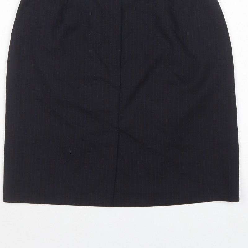 Next Women’s Black Pinstripe Wool Blend Pencil Skirt UK 12