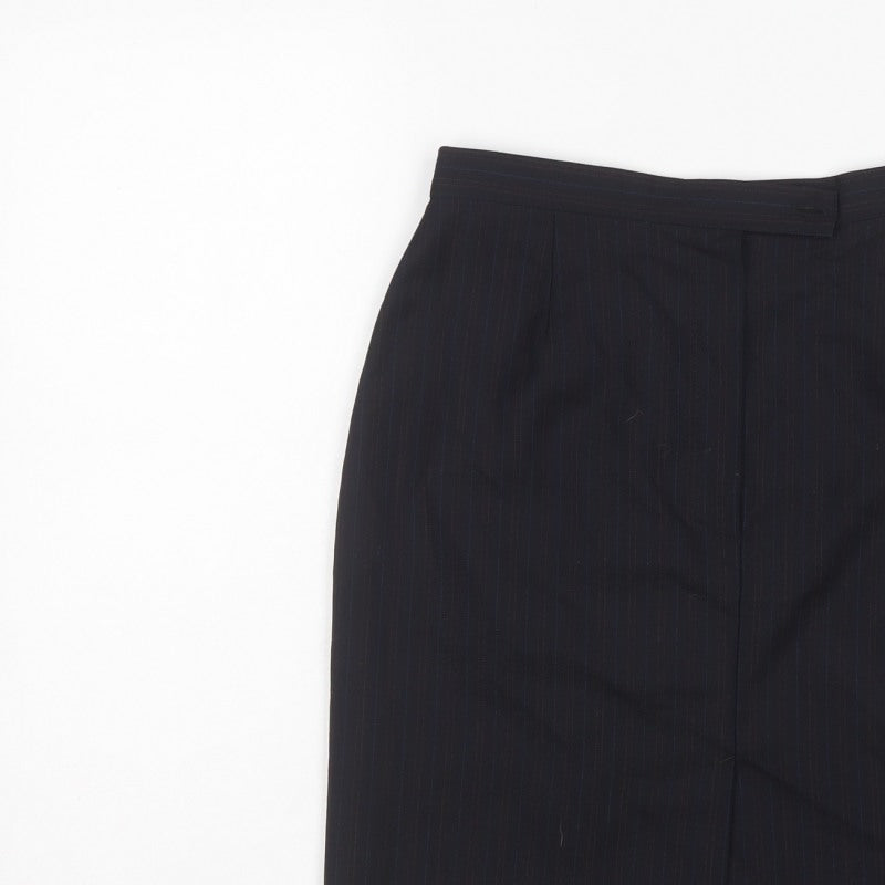Next Women’s Black Pinstripe Wool Blend Pencil Skirt UK 12
