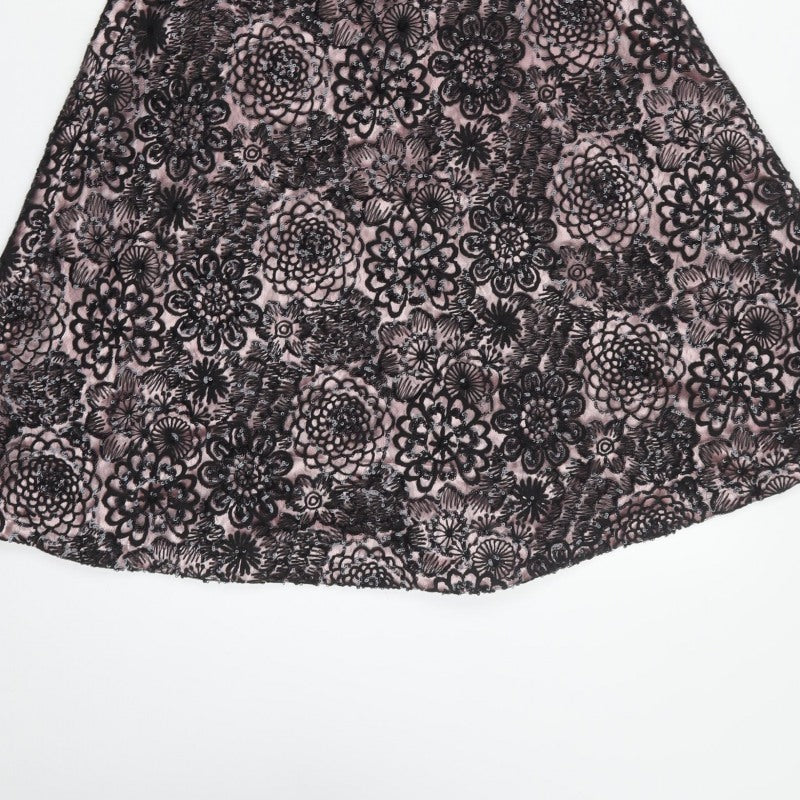 Tahari Women Pink Black UK 6 A-Line Floral Sequin Off Shoulder Dress