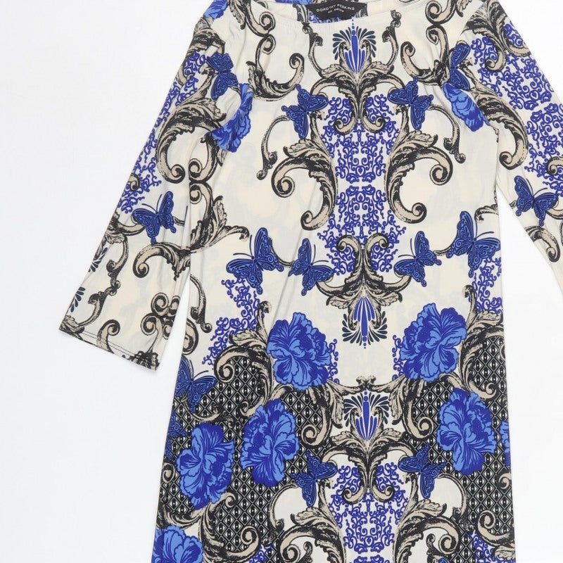 Dorothy Perkins Women Blue Floral Butterfly Pencil Dress UK 6