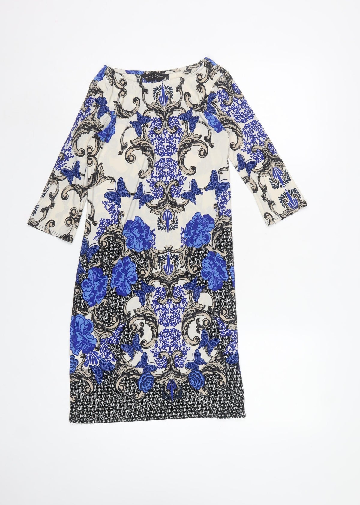 Dorothy Perkins Women Blue Floral Butterfly Pencil Dress UK 6