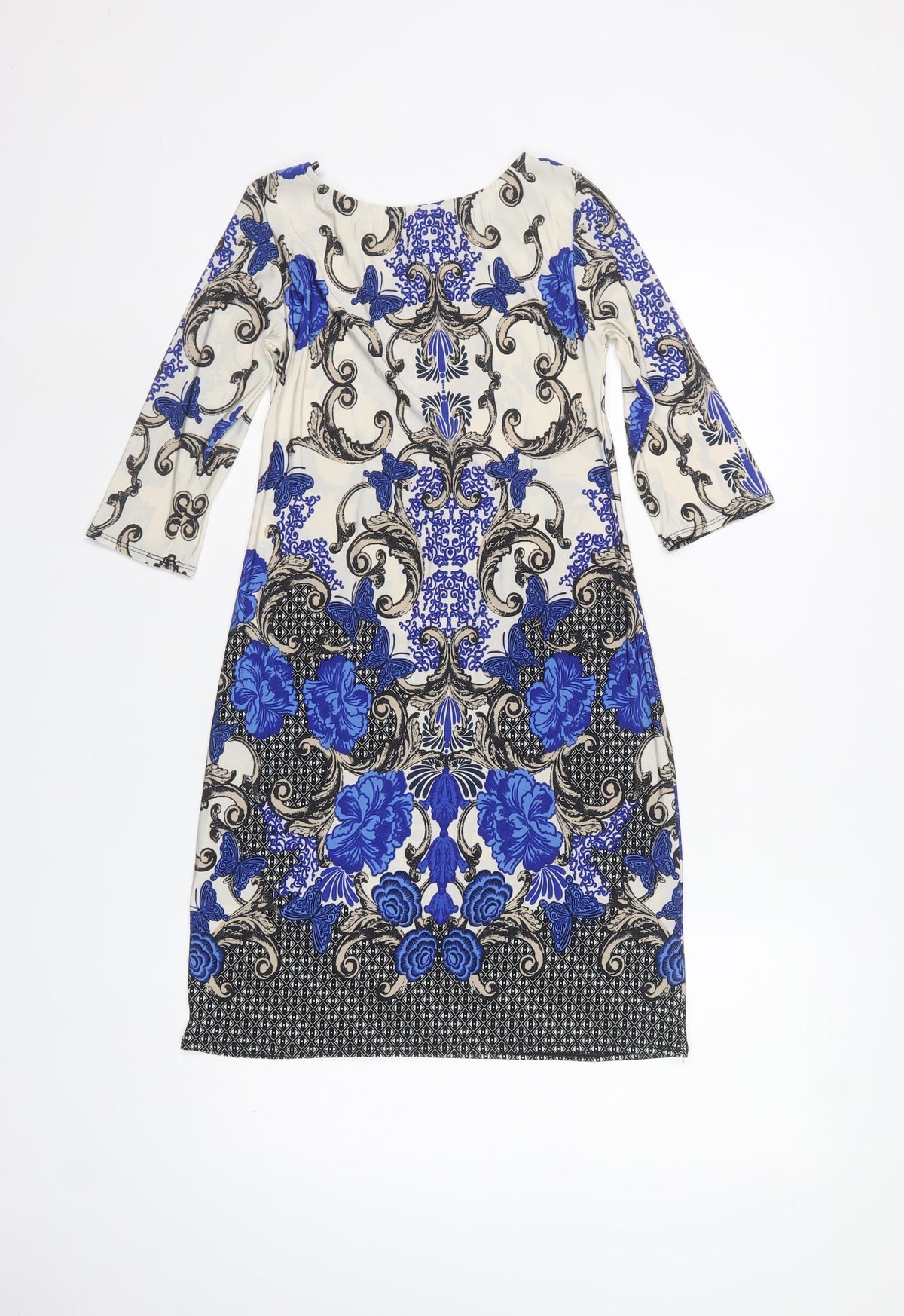 Dorothy Perkins Women Blue Floral Butterfly Pencil Dress UK 6