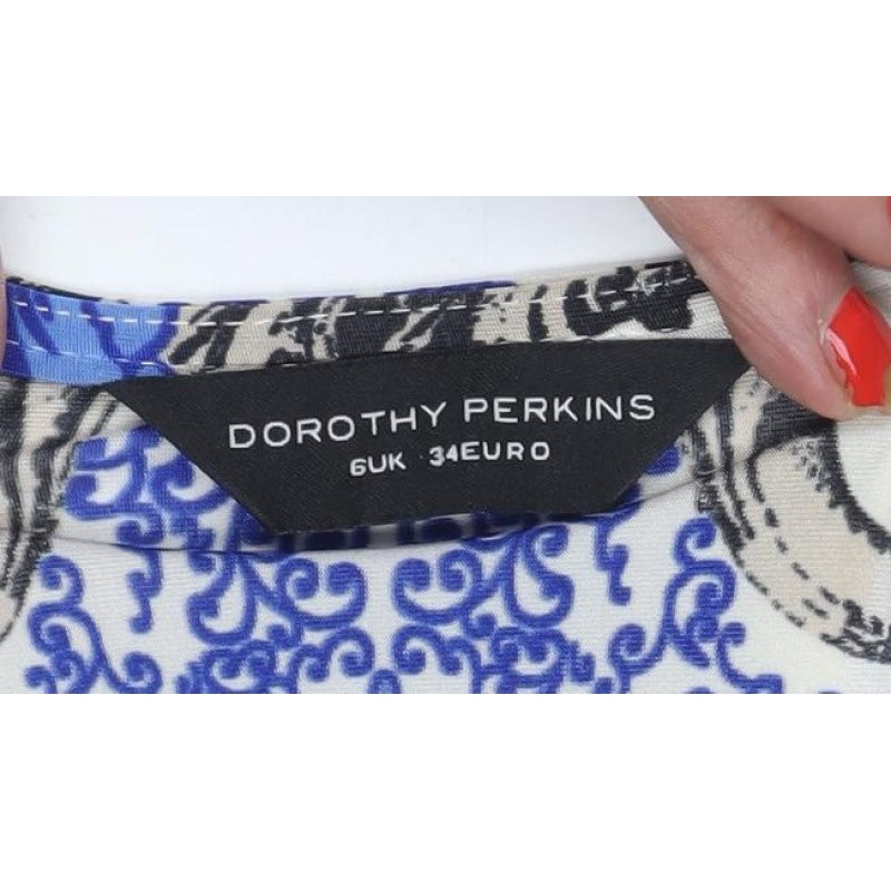 Dorothy Perkins Women Blue Floral Butterfly Pencil Dress UK 6