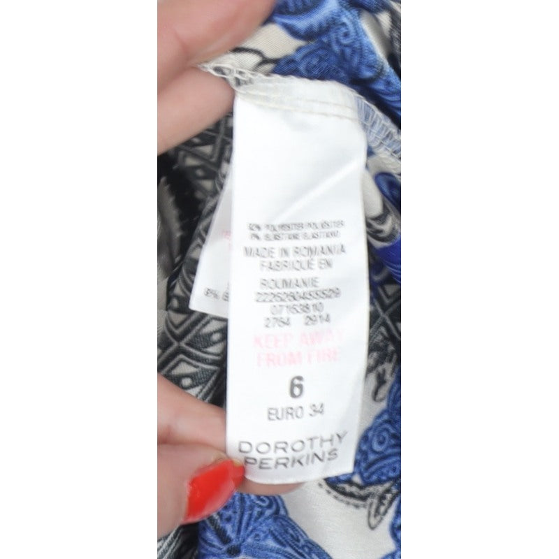 Dorothy Perkins Women Blue Floral Butterfly Pencil Dress UK 6
