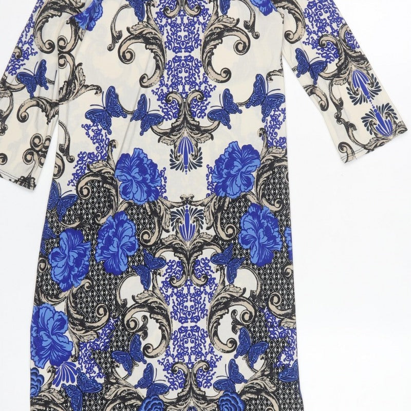 Dorothy Perkins Women Blue Floral Butterfly Pencil Dress UK 6