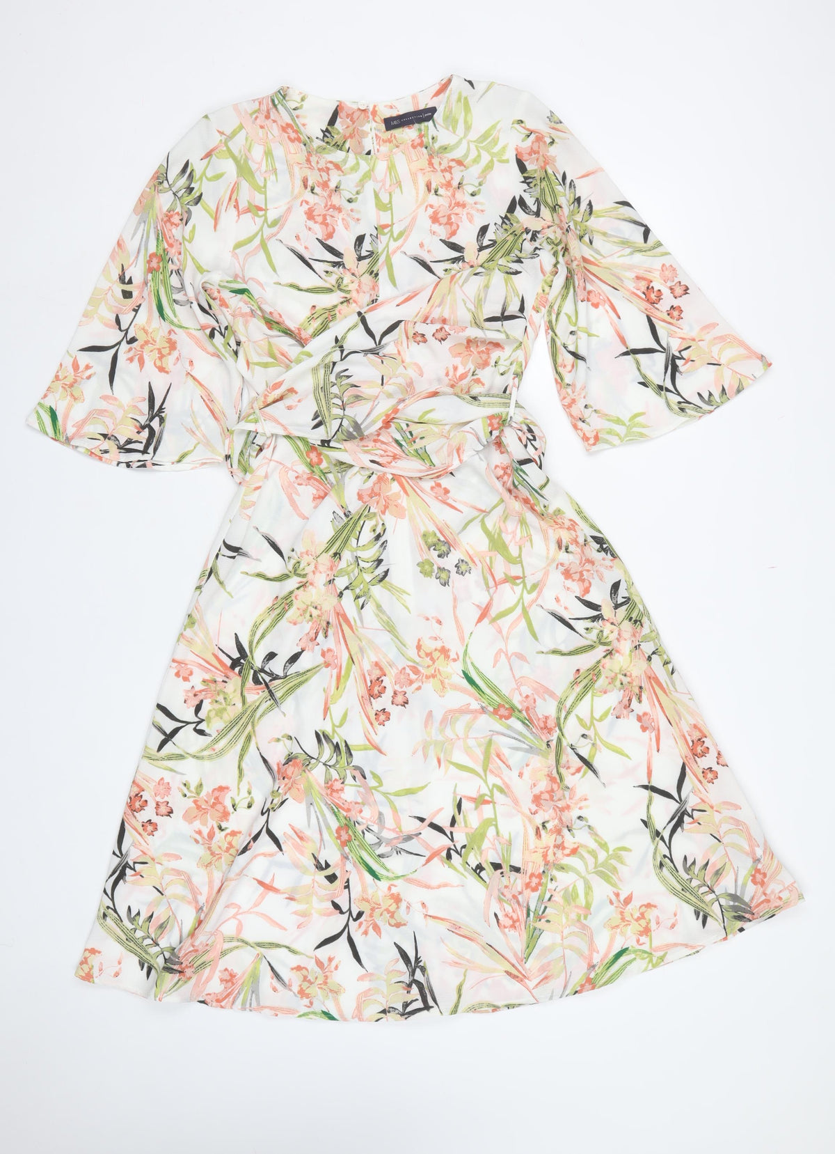 Marks & Spencer Women Multicoloured Floral UK 16 Knee Wrap Dress