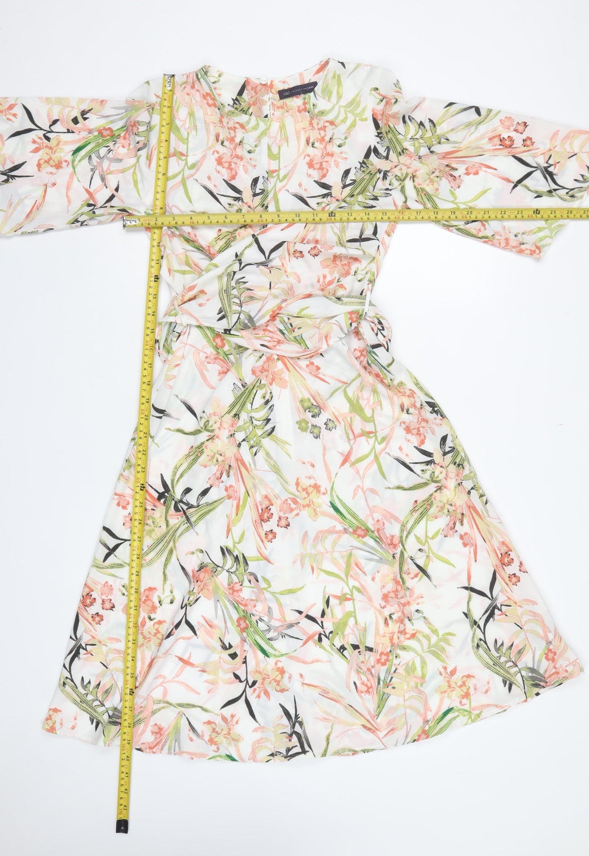 Marks & Spencer Women Multicoloured Floral UK 16 Knee Wrap Dress