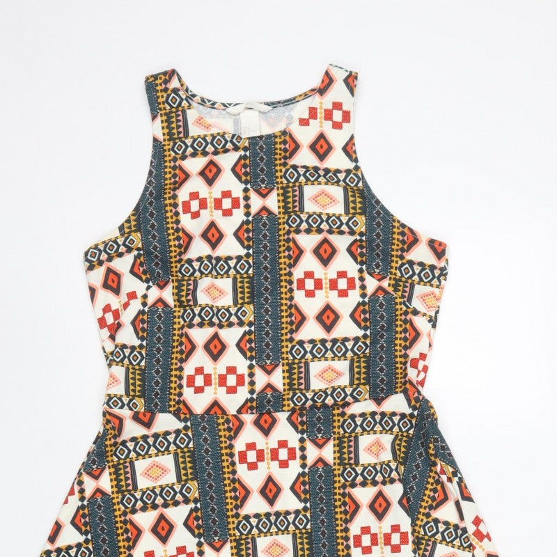 H&M Women’s Multicoloured M Aztec Geometric Fit & Flare Dress