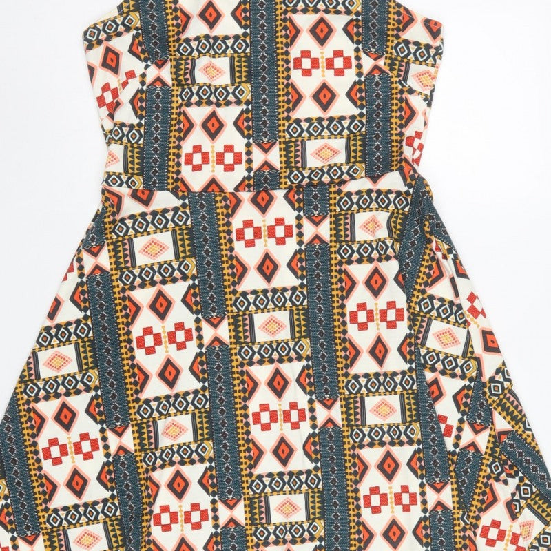 H&M Women’s Multicoloured M Aztec Geometric Fit & Flare Dress