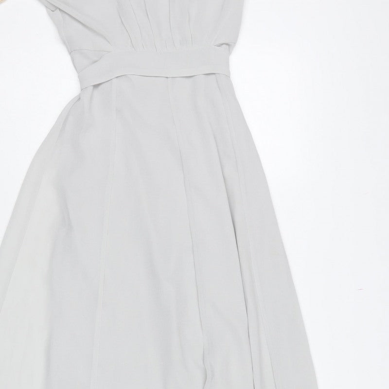 ASOS Women Ivory UK 6 Long Lace Trim Wrap Dress