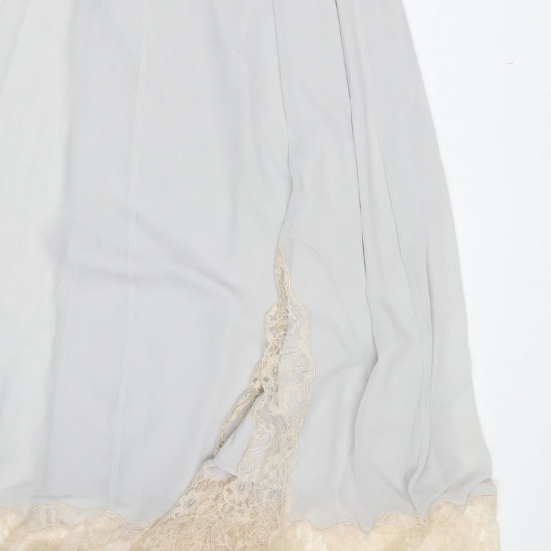 ASOS Women Ivory UK 6 Long Lace Trim Wrap Dress
