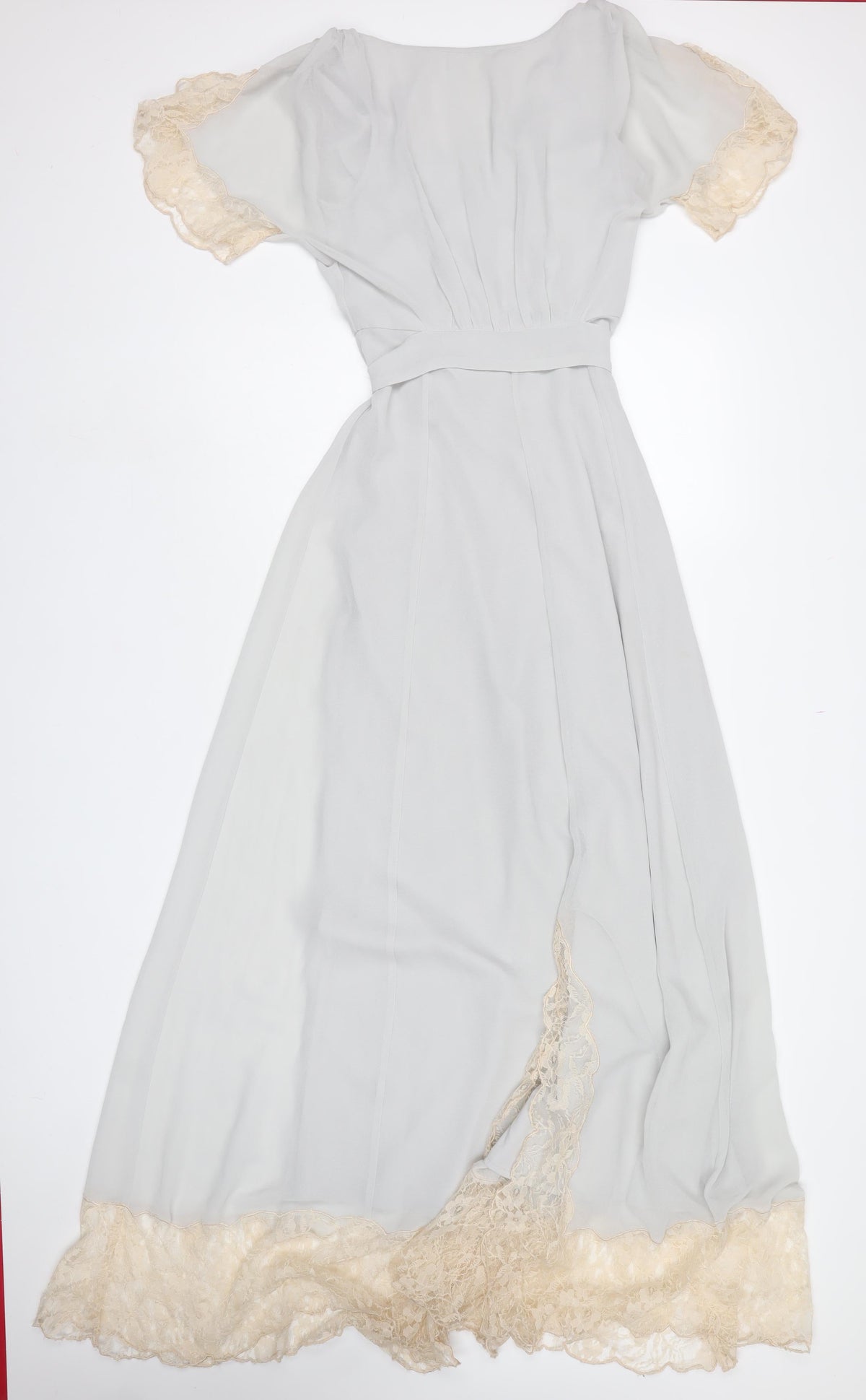 ASOS Women Ivory UK 6 Long Lace Trim Wrap Dress