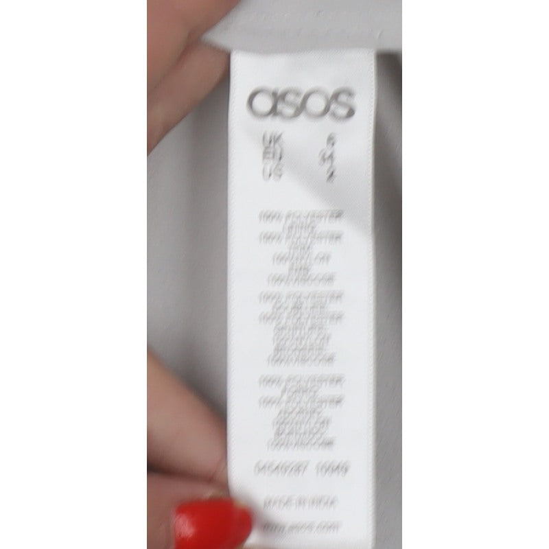 ASOS Women Ivory UK 6 Long Lace Trim Wrap Dress