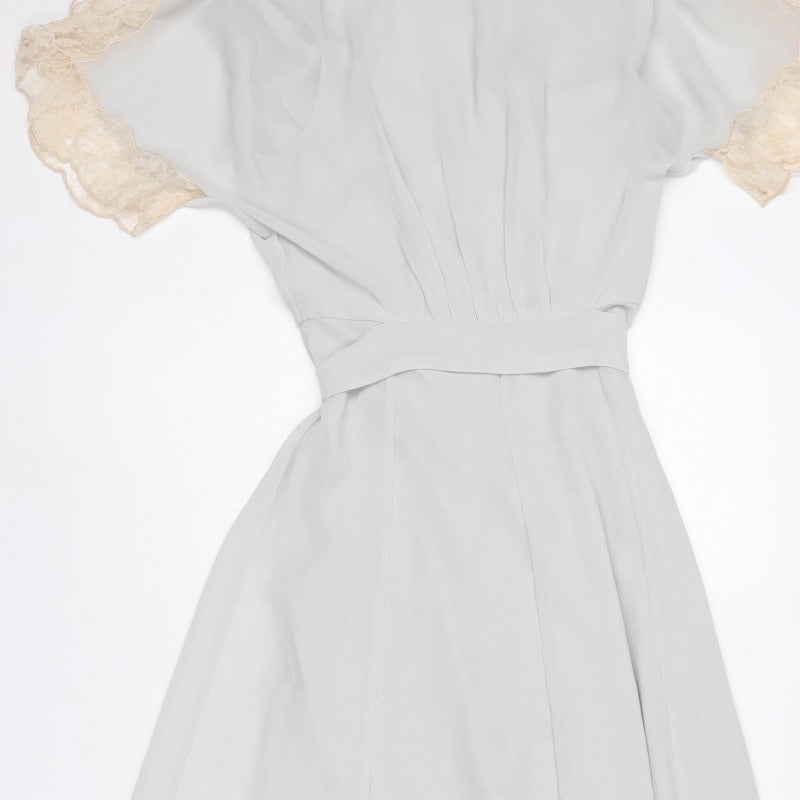 ASOS Women Ivory UK 6 Long Lace Trim Wrap Dress