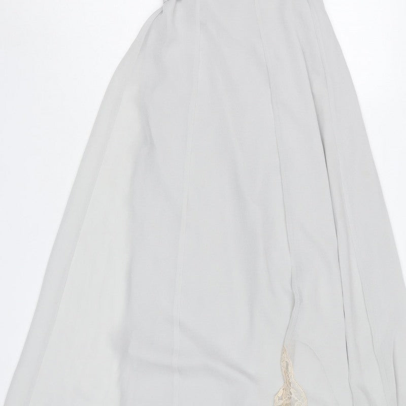 ASOS Women Ivory UK 6 Long Lace Trim Wrap Dress