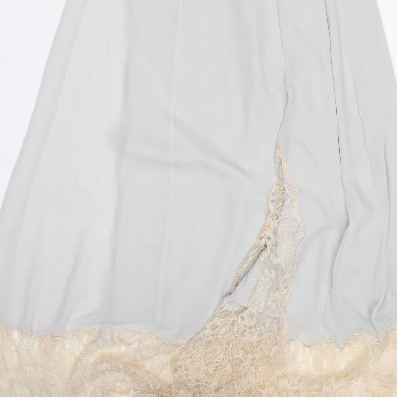 ASOS Women Ivory UK 6 Long Lace Trim Wrap Dress