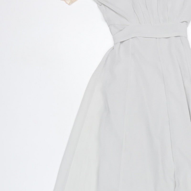ASOS Women Ivory UK 6 Long Lace Trim Wrap Dress