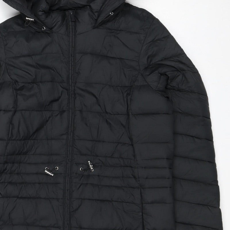 George Women’s Black S Long Hooded Puffer Jacket Quilted