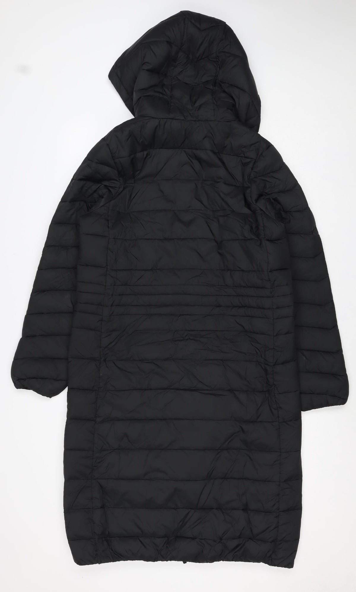 George Women’s Black S Long Hooded Puffer Jacket Quilted