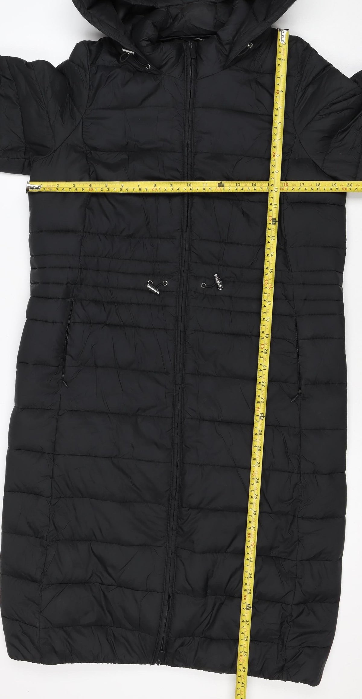 George Women’s Black S Long Hooded Puffer Jacket Quilted