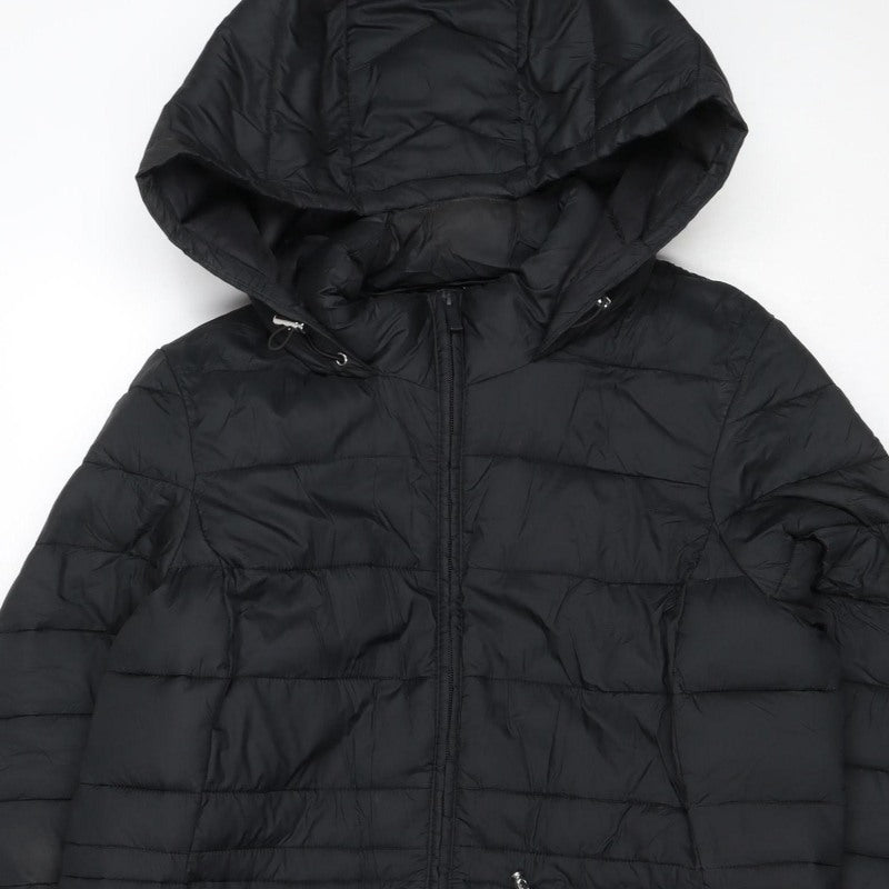 George Women’s Black S Long Hooded Puffer Jacket Quilted