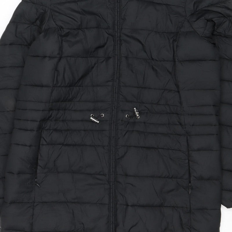 George Women’s Black S Long Hooded Puffer Jacket Quilted