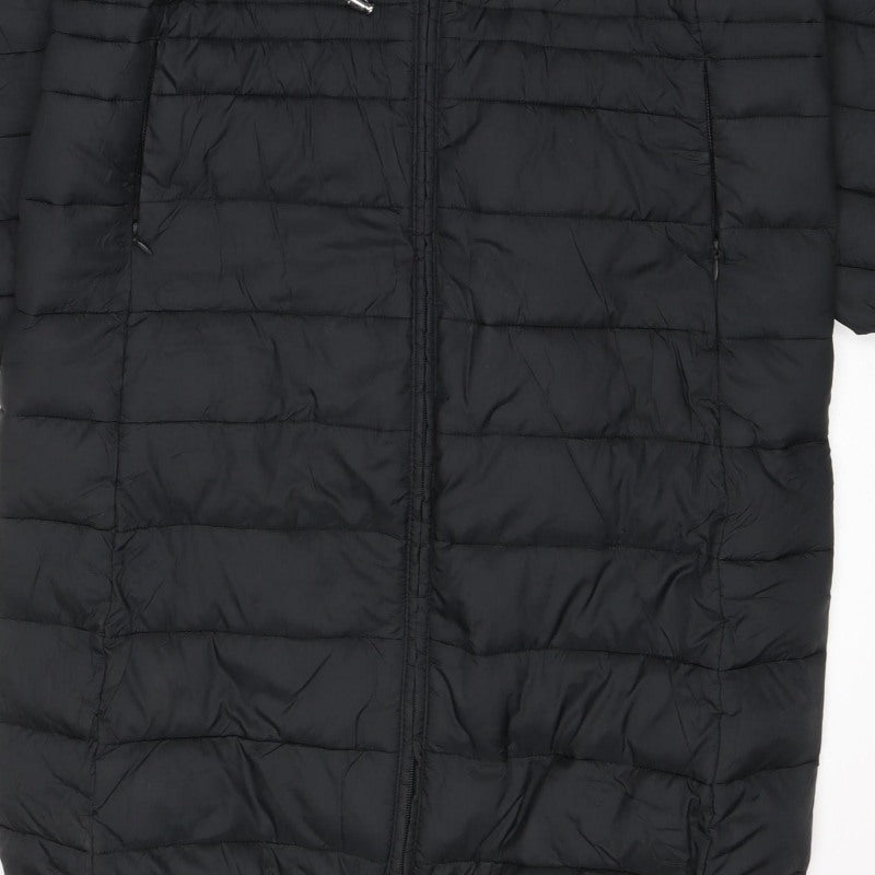 George Women’s Black S Long Hooded Puffer Jacket Quilted