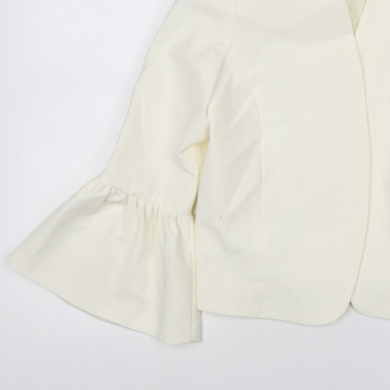 Oasis Women Ivory UK 10 Ruffle Cuff Lined Formal Blazer