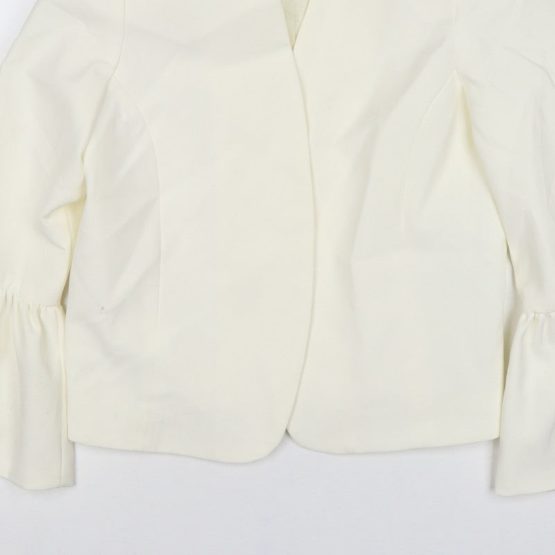 Oasis Women Ivory UK 10 Ruffle Cuff Lined Formal Blazer