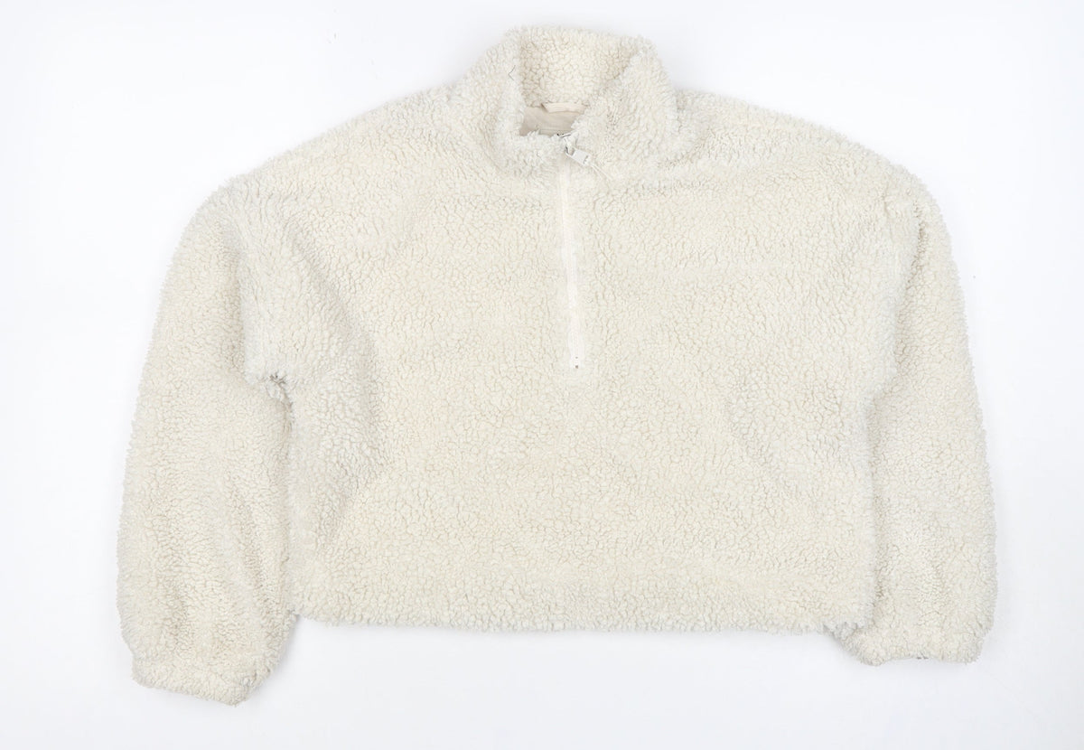 Marks and Spencer Girls Ivory 11-12 Years Teddy 1/4 Zip Sweatshirt