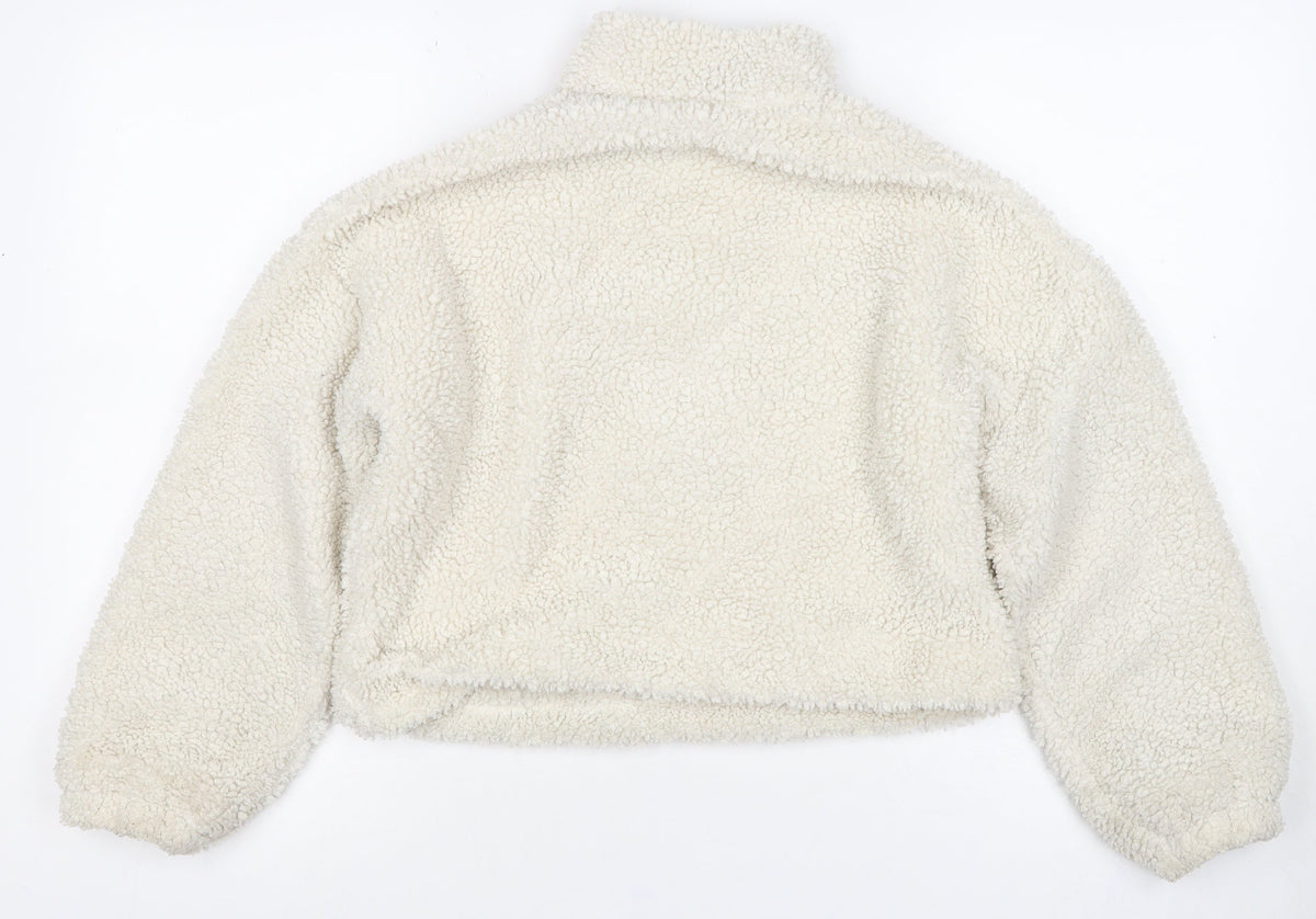 Marks and Spencer Girls Ivory 11-12 Years Teddy 1/4 Zip Sweatshirt