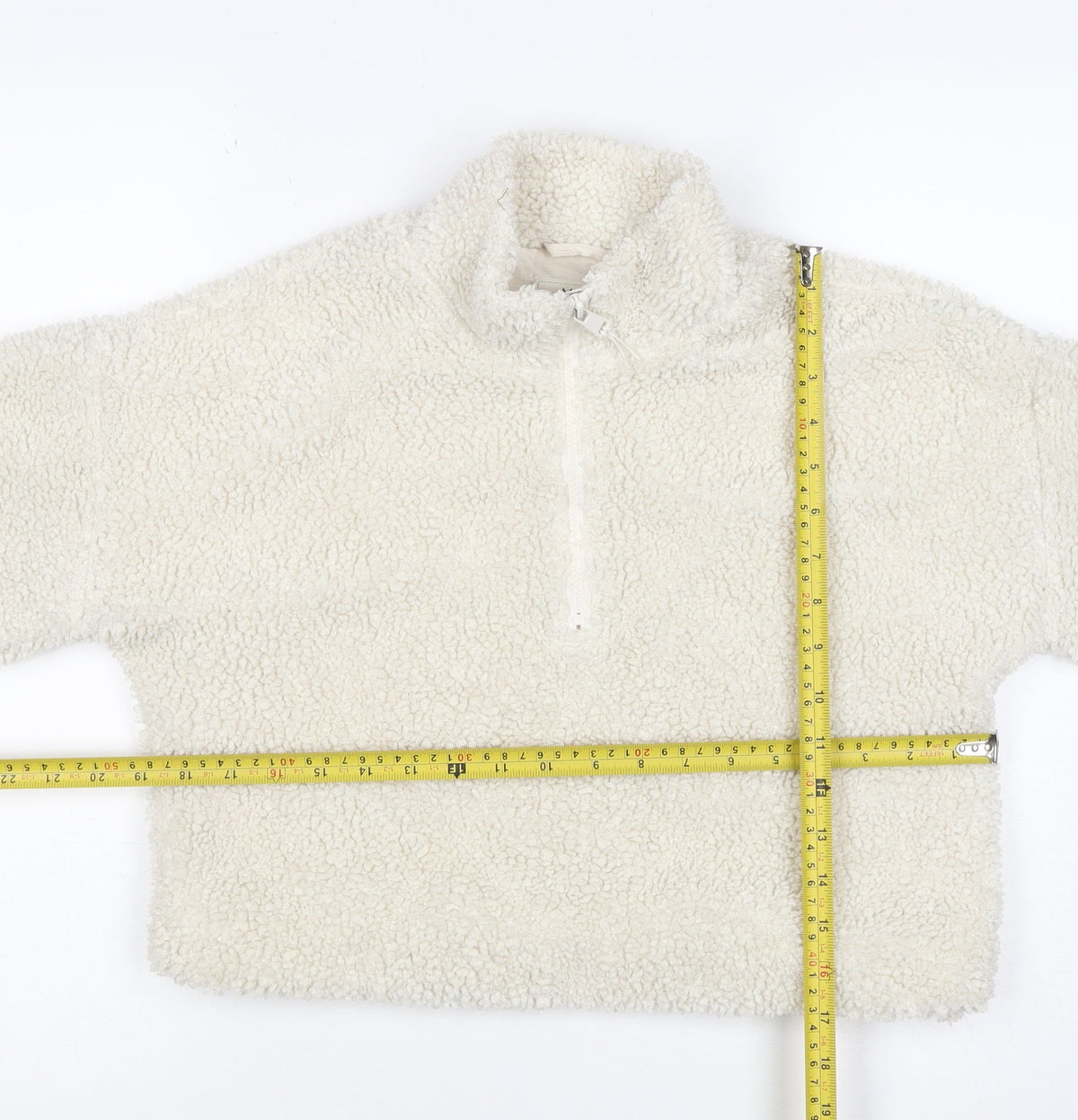 Marks and Spencer Girls Ivory 11-12 Years Teddy 1/4 Zip Sweatshirt