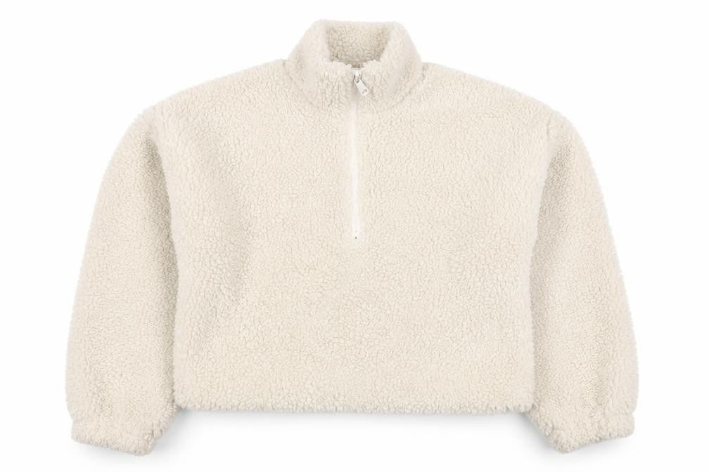 Marks and Spencer Girls Ivory 11-12 Years Teddy 1/4 Zip Sweatshirt
