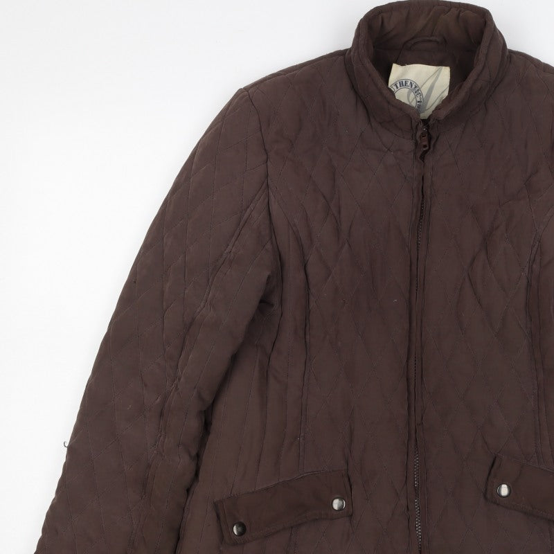 BHS Women’s Brown Quilted Puffer Jacket Size 14 Zip Padded