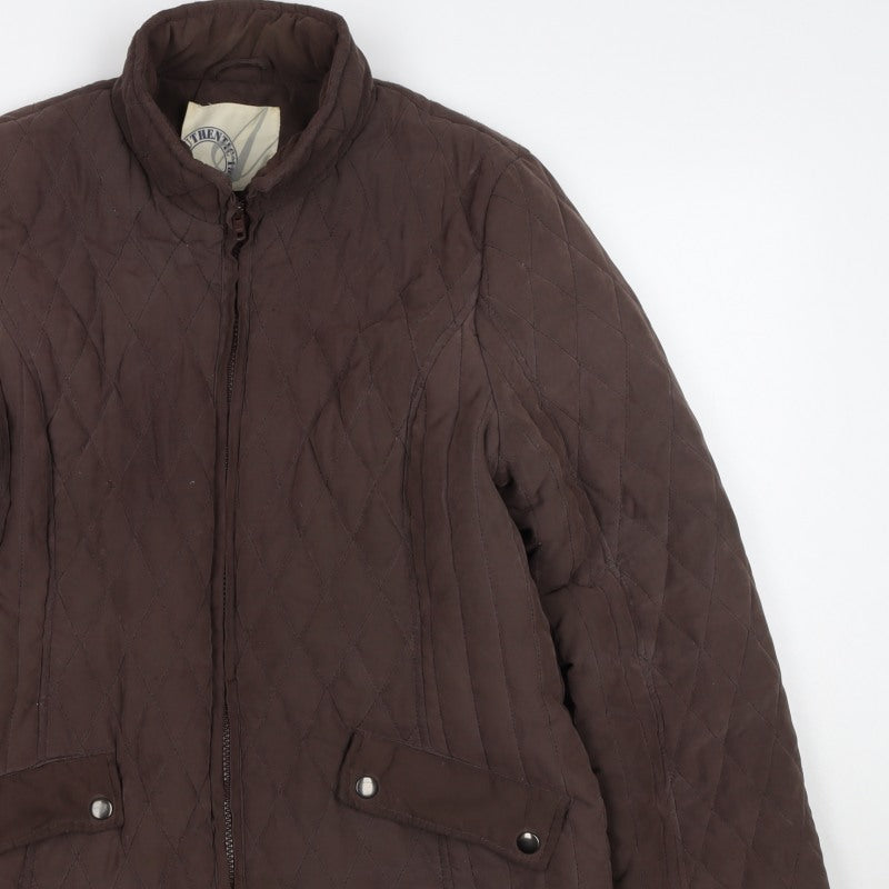 BHS Women’s Brown Quilted Puffer Jacket Size 14 Zip Padded