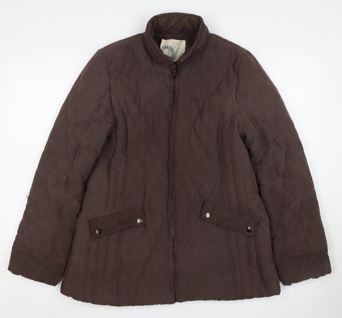 BHS Women’s Brown Quilted Puffer Jacket Size 14 Zip Padded