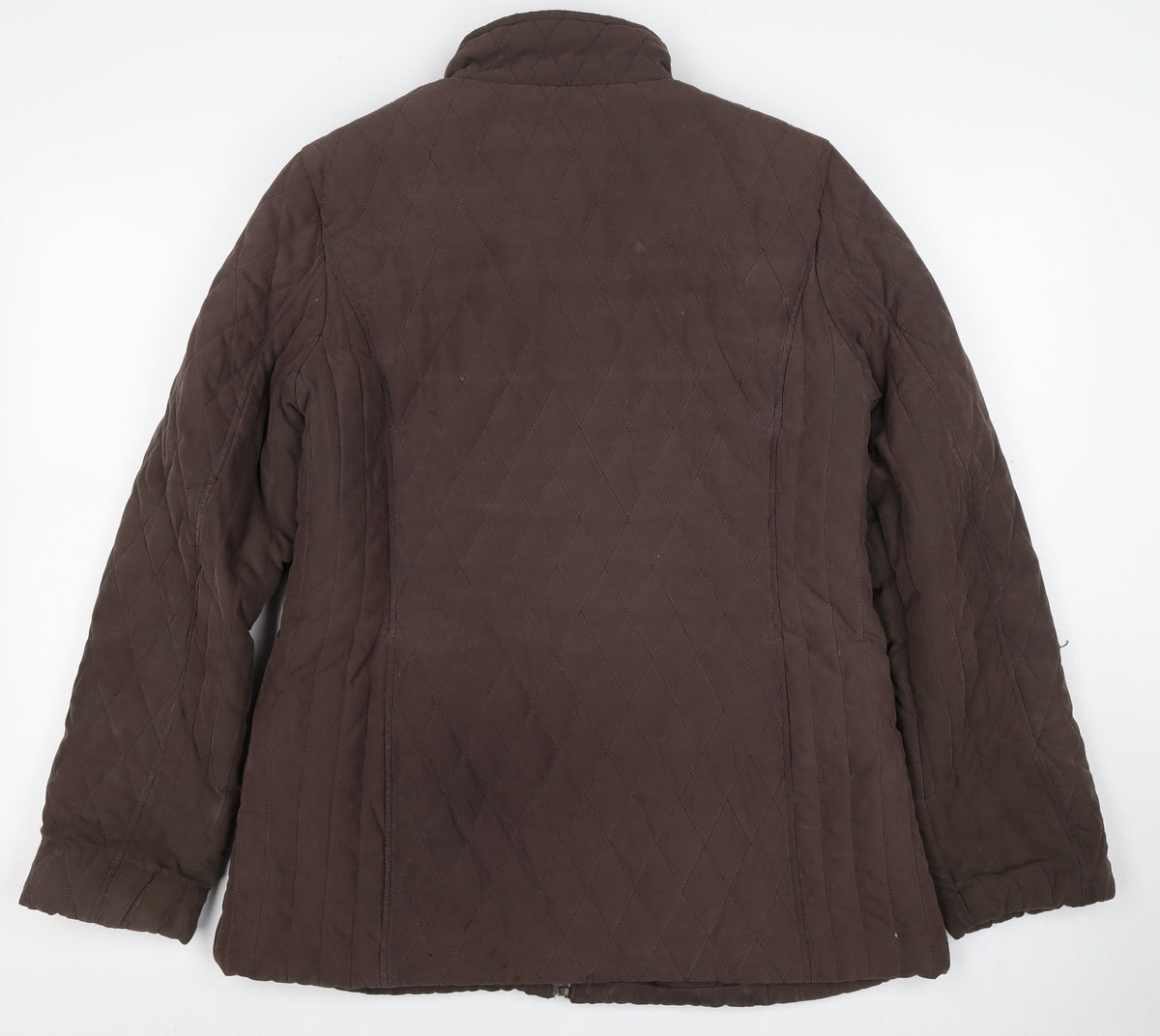 BHS Women’s Brown Quilted Puffer Jacket Size 14 Zip Padded