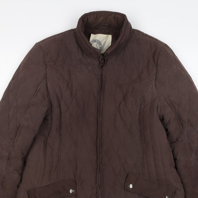 BHS Women’s Brown Quilted Puffer Jacket Size 14 Zip Padded